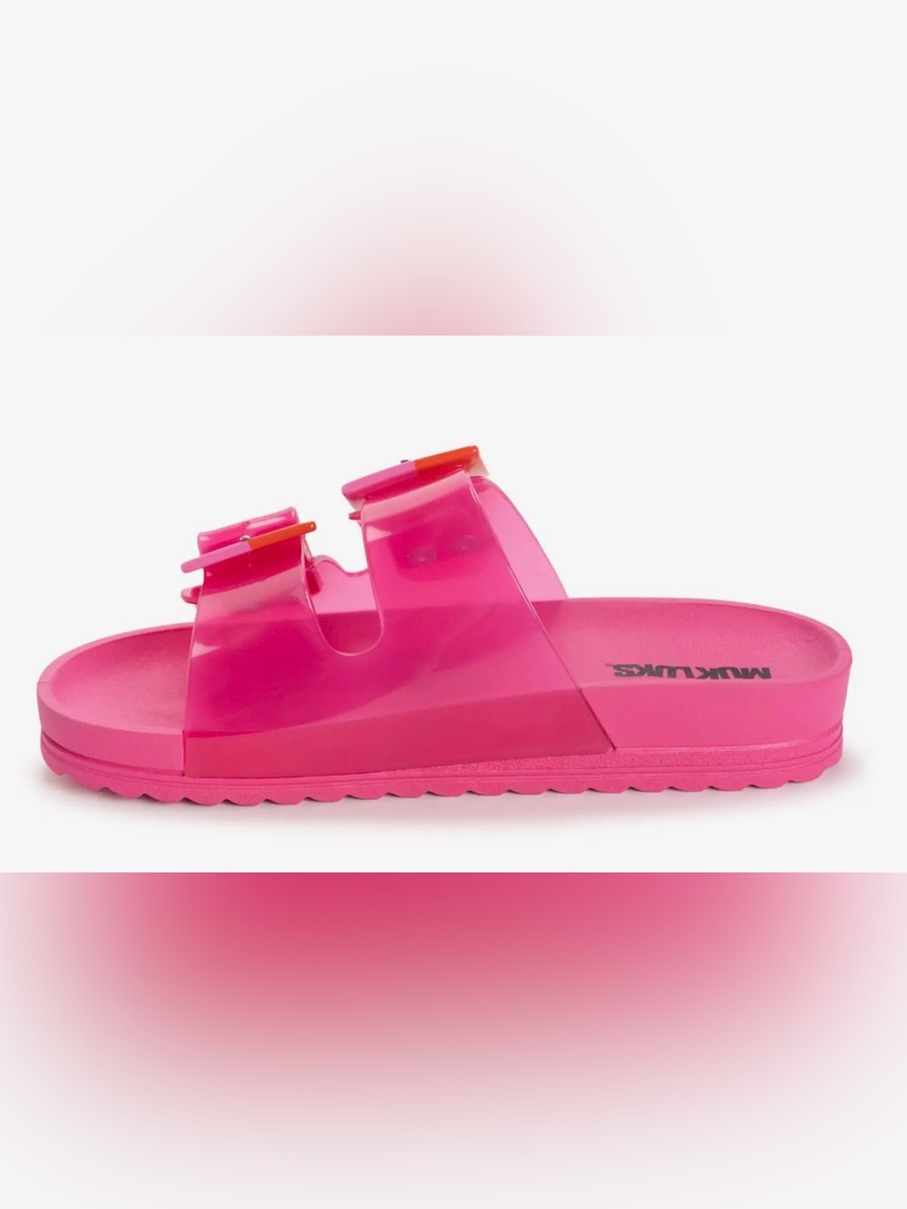Muk Luks Pink Jelly Double-Buckle Slide Sandals